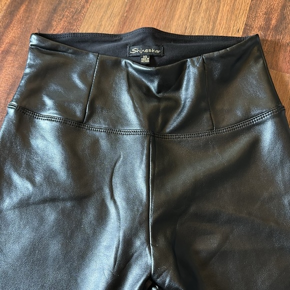 Shinestar Faux Vegan Leather Full Length Leggings Black Size XS - Picture 6 of 13